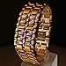 Soleasy@ 8-LED Blue Light Digit Stainless Steel Bracelet Wrist Watch Gold WTH0353