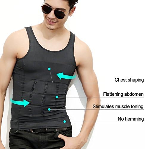 Compression Slimming Shirt Slim Fit Back Support and Instant Body Shaper Feel Confident On Party and Company Meetings and Dates (Medium, Black)
