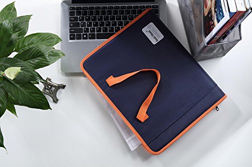 Snail&Hawk Fabric Accordion Expanding File Folder with Handle, 13 Pockets Accordian File Organizer, Zipper Closure,A4/Letter Size,Dark Blue