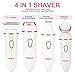Sminiker Professional Version Electric Razor 4 in 1 Rechargeable Ladies Cordless Electric Shaver with Body Hair Bikini Trimmer Facial Cleansing Wet & Dry Use Shaver for Womens (White)