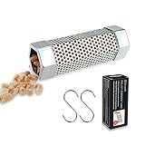 KampFit Pellet Smoker Tube 6" - Stainless Steel Perforated Wood Pellet Tube Smoker - 2 Hours of Additional Billowing Cold Smoke for All Electric, Gas, Charcoal Grills or Smokers