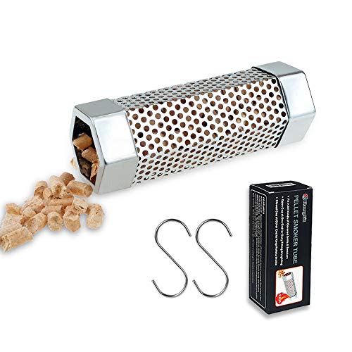 KampFit Pellet Smoker Tube 6" - Stainless Steel Perforated Wood Pellet Tube Smoker - 2 Hours of Additional Billowing Cold Smoke for All Electric, Gas, Charcoal Grills or Smokers