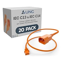 20 Pack UNC 4ft PDU Power Cable C13 to C14 10Amp