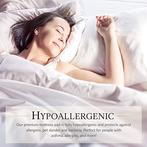 Beckham Hotel Collection Luxury Microfiber Mattress Pad - Quilted, Hypoallergenic, and Water-Resistant - Queen