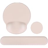 Lvtree Ergonomic Mouse Pad with Wrist Rest and Keyboard Wrist Rest, Mousepad with Concave Memory Foam&Keyboard Pad for Computer Laptop, Easy Typing Office Wrist Support&Coaster, Apricot