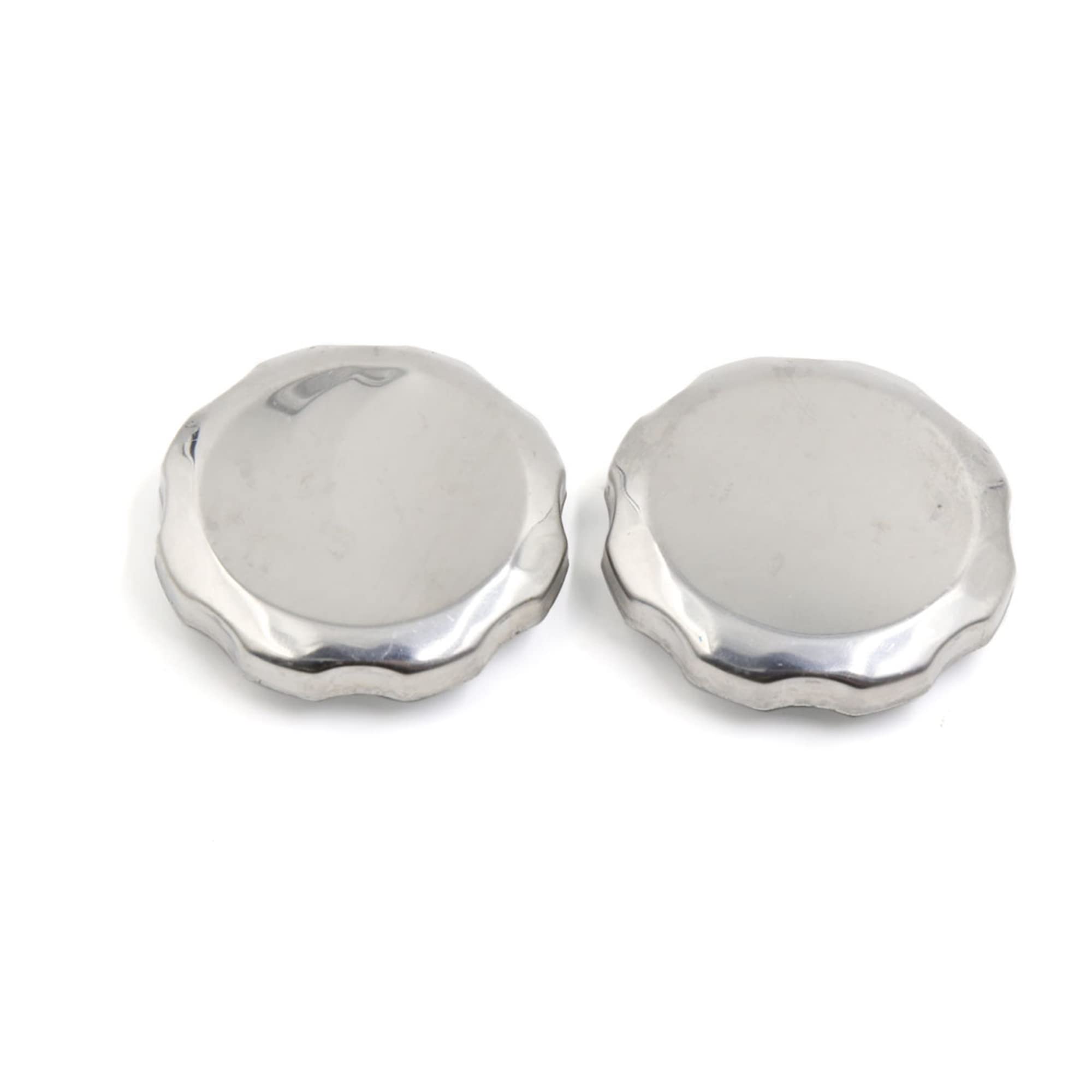 sourcing map 2 Pcs Univerasal 7cm Dia Metal Motorcycle Fuel Tank Gas Cap Cover Silver Tone
