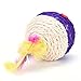 Cat Toy Sisal Ball with Feather Interactive Durable Pet Supplies Color On Random