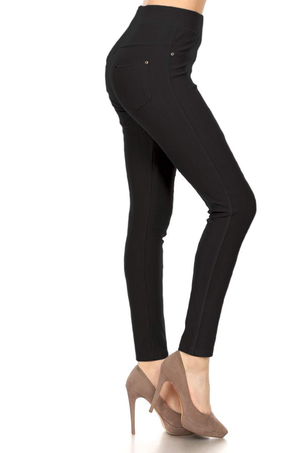 Leggings Depot Premium Quality Cotton Blend Stretch Jeggings with 2 Pockets