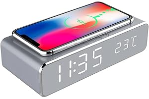 Wireless Charger Time Alarm Clock LED Digital Thermometer Earphone Phone Chargers Fast Charging Dock Station for iPhone Samsu