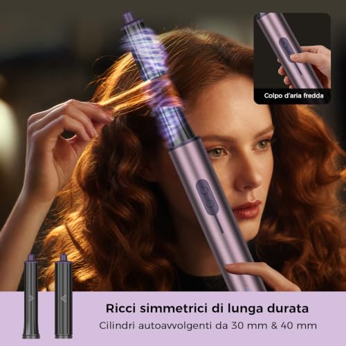 Air Styler 7-in-1 Coanda Modellatore Multifunzione Ionico, Custodia Pelle | Asciugatura rapida 1700W, Boucleur 30&40mm, per Tutti i Capelli: Arriccia, Liscia, Volumizza, Senza Danni, Ideale per Regalo