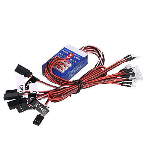 Goolsky 12 LED Lighting System Kit Steering Brake Smart Simulation Flash Lights for 1/10 Scale Models RC Car Yokomo Tamiya HSP HPI AXIAL RC4WD Traxxas