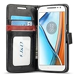 Moto G4 / G4 Plus Case, J&D [Wallet Stand] [Slim Fit] Heavy Duty Protective Shock Resistant Wallet Case for Motorola Moto G4, Moto G4 Plus [NOT COMPATIBLE WITH MOTO G4 PLAY] - Black