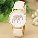 Shensee Retro Female Elephant Printing Pattern Weaved Leather Quartz Dial Watch