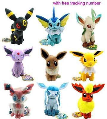 9PCS New Pokemon Evolution of Eevee Plush doll Toy Eeveelution Set of 9pcs Hot
