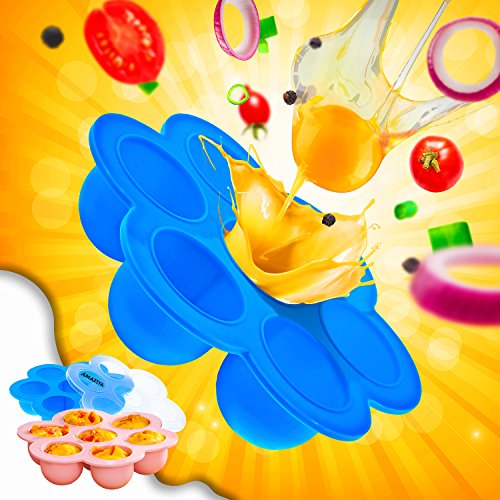 image for Amaziya Blue|Pink Silicone Egg Bites Molds Fits Instant Pot 5,6,8 qt P