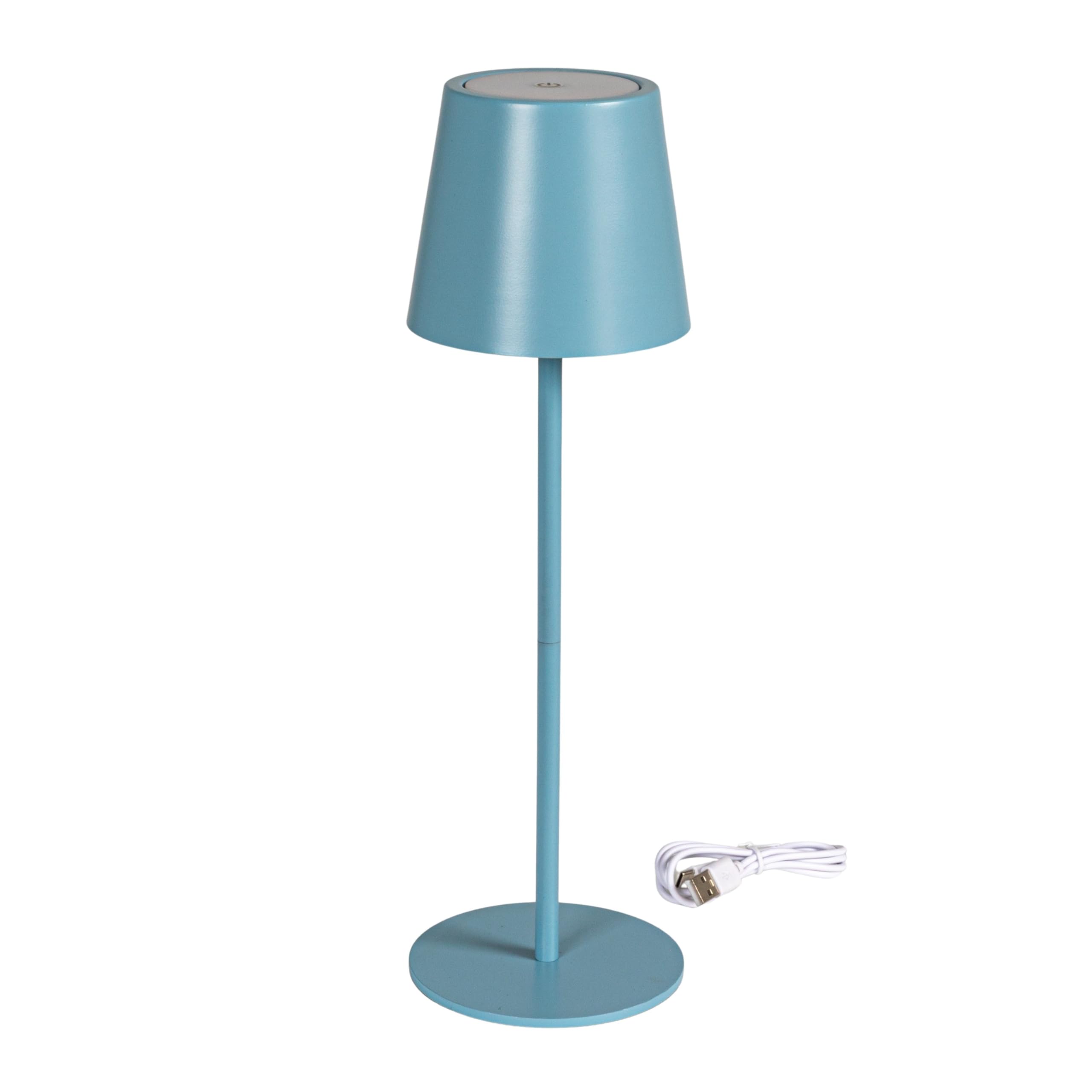 Photo 1 of Bloomingville Metal LED Rechargeable Table Lamp with Touch Sensor, Blue