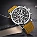 BENYAR Fashion Men's Quartz Chronograph Waterproof Watches Business Casual Sport Design Brown Leather Band Strap Wrist Watch (Silver Black)