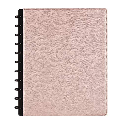 TUL® Discbound Notebook with Pebbled Leather Cover, Letter Size, Narrow Ruled, 60 Sheets, Rose Gold