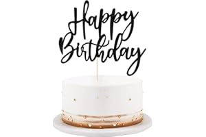 LVEUD glitter Happy Birthday Cake Topper, Happy Birthday Cake Decoration Suitable For Party Decoration For Anniversary/Birthday (black)