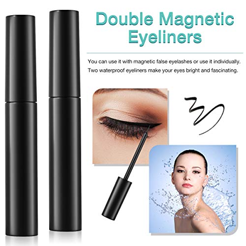 Magnetische Wimpern, Magnetischer Eyeliner und Wimpern-Kit, Falsche Wimpern-Kit, Wiederverwendbarer Magnetwimpern ohne Kleber Natürliches Aussehen mit Pinzette, wasserdicht und langlebig, 5 Paare