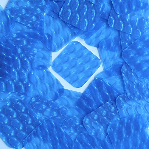 3D Blue 30mm Rounded Square Diamond Dimensional Reflector Sequin Paillettes. Made in USA. Loose sequins for display, accents, applique, arts, crafts, and embellishment.