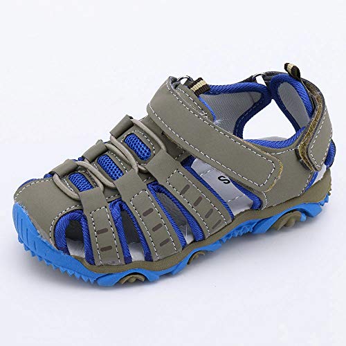 Boys Girls Breathable Athletic Sandals,ONLY TOP Summer Sport Sandals Beach Water Closed-Toe Outdoor Athletic Shoes Grey