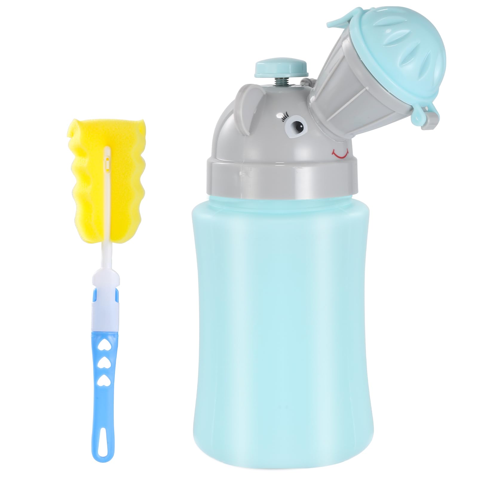 Photo 1 of ONEDONE Portable Urinal for Kids 17 OZ Pee Bottle with Clean Brush Travel Urinal for Kids Baby Child Pee Cup for Boys Emergency Toilet for Camping Car Travel and Kid Potty Training(Blue)