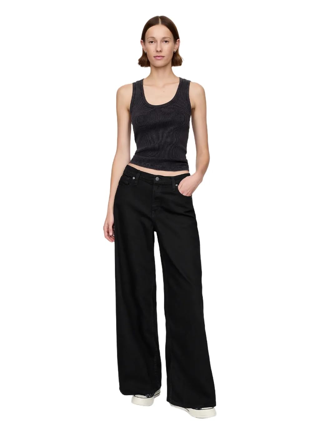 GAP Womens Mid Rise Baggy Denim Black Wash 29