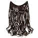 S-noilite Invisible Hair Extensions Secret Transparent Headband Hairpieces No Clip Long Human Made Natural Synthetic Fibre Hair Piece for Women Curly 20 Inch dark brown