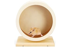 Hamster Running Wheel Small Animal Toy Wooden Mute Cork Mat Hamster Wheel Chinchilla Guinea Pig Hamster Toy,Small,Brown,6.10x