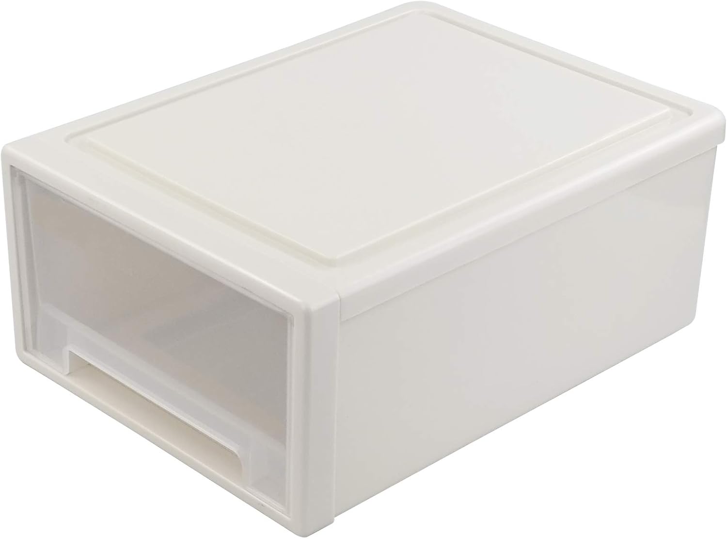 Jandson 18L Stacking Chest Storage Drawer Box Bin, Desktop Office Organizer, 1 Pack, White, 17.5 Quart