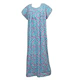 Bohemian Nightgown Caftan Dresses Blue Printed Resort Wear Beach Kaftan Dress xxl
