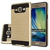 Galaxy A5 Case, Samsung Galaxy A5 Case (Not fit A5 2016) Aomax® Anti-Shock Brushed Metal Texture TPU PC Dual Layer Hybrid Non-slip Protective Case For Samsung Galaxy A5 (VLS Gold)