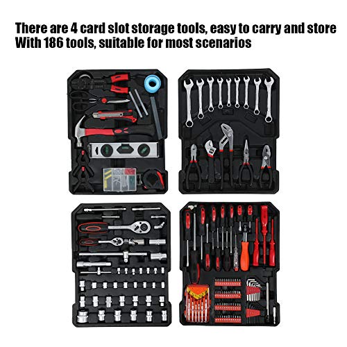 Werkzeugkoffer 186Pcs Handwerkzeugset Qualitätswerkzeug Werkzeugkasten Werkzeugkiste Werkzeugtrolley Haushaltszange… – Bild 5