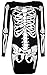 For G and PL Women's Halloween Costume Skeleton Funny Long Sleeve Midi Dresses White Skeleton L