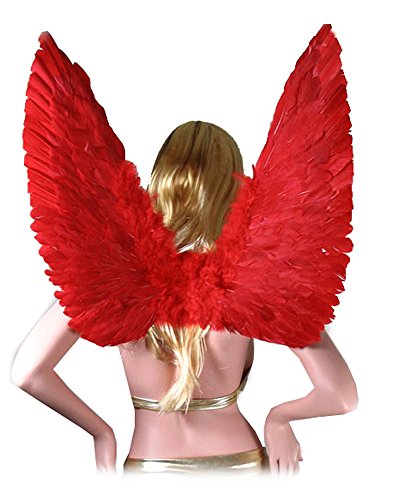 SACASUSA (TM) Large Red Feather Angel Wings for women, men and teens