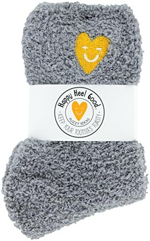 Happy Heel Good Fuzzy Socks (Gray)
