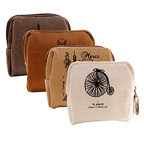 Retro Money Bag Small Cute Coin Purse(Pack of 4) (Pattern 4)