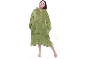 Miss Mila Wearable Blanket Hoodie,Extra Long & Warm Suggies for Women Men Adult,Pullover Hoodie Blanket with Sleeves and Giant Pocket,Olive Branch