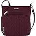 Travelon Anti-Theft Quilted North South Bag - Medium Nylon Crossbody for Travel & Everyday - (Dark Bordeaux/Dusty Rose Interior)