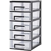 DOITOOL 5 Tier Plastic Drawer Type Closet, 12.36"H x 6"L x 8.3" W Home Office Storage Organizer, Makeup Organizer Station Cube, Cosmetics Jewelry Box for Bathroom, Dorm, Desk, Countertop, Office