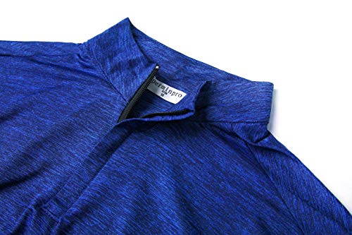 Derminpro Men\'s Quarter Zip Dri Fit Long Sleeve Lightweight Golf Shirts Athletic T-Shirt Sapphire Medium