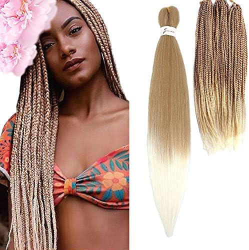 Pre Stretched Braiding Hair Ombre Prestretched Braiding Hair Befunny Two Tone Honey Blonde To White 8 Packs 24 Inch Synthetic Crochet Hair For Human Box Braids Crochet Hair Yaki Straight T27 613 Amazon Sg Beauty pre stretched braiding hair ombre