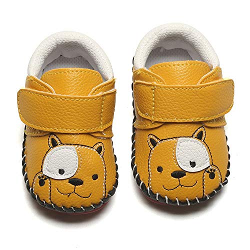 image for SOFMUO Baby Girls Boys Pu Leather Sneakers Anti-Slip Rubber Sole Carto