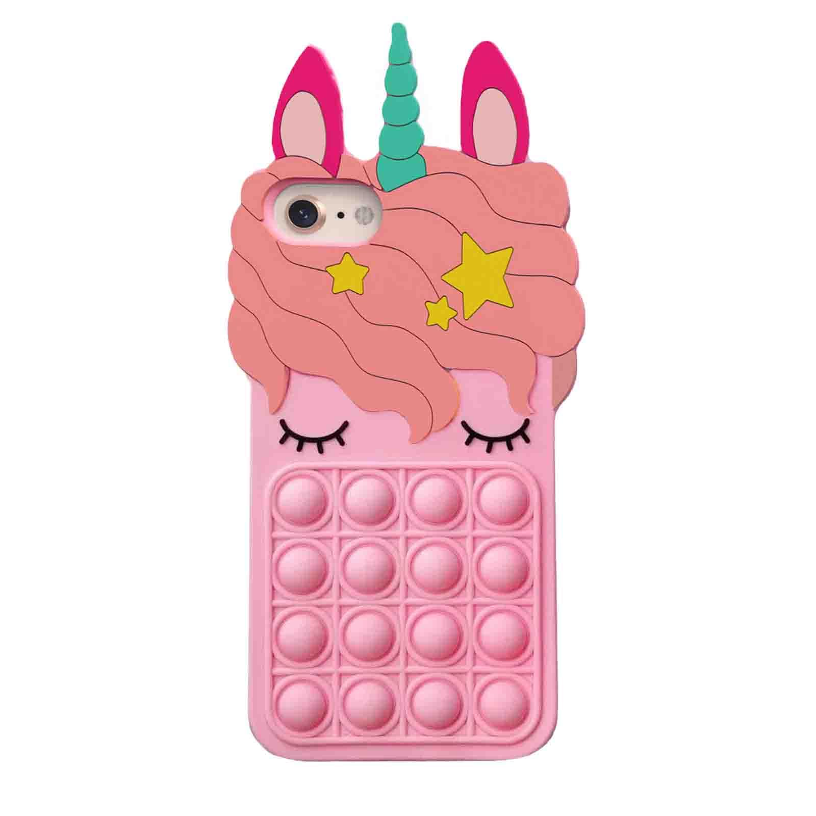 Asgens Phone Case for iPhone 6/6S/7/8/SE 2020, Pop Cute Lovely Light Pink Magic Unicorn Pressure Relieve Fidget Push Bubbles Silicone Soft Phone Case for Apple 6/6S/7/8/SE 2020 4.7 inch — image 1