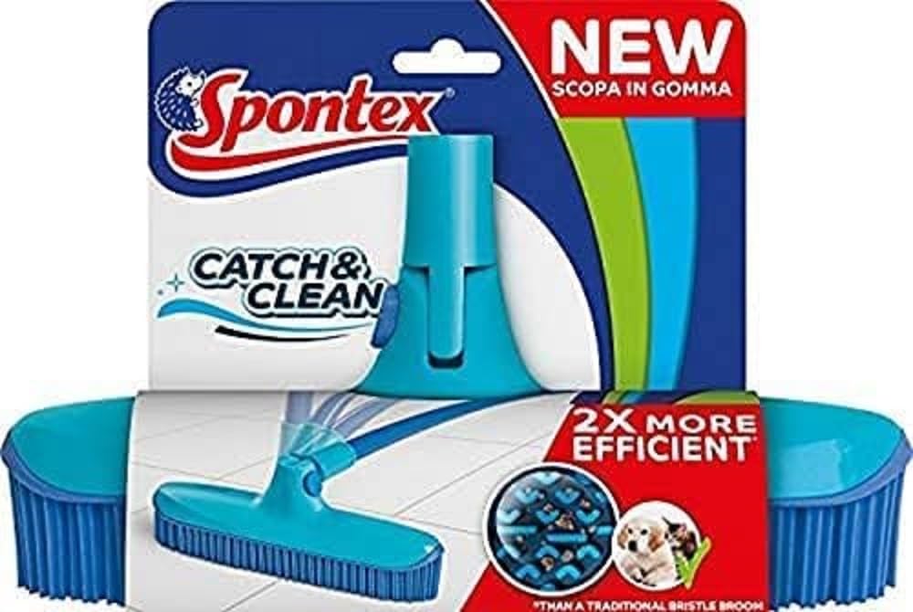 Spontex 1 x Catch & Clean Rubber Bristle Brush Replacement Head, Flexible, Hygienic and Efficient Cleaning for All Flooring