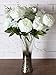 Duovlo Springs Flowers Artificial Silk Peony Bouquets Wedding Home Decoration,Pack of 1 (Spring White)