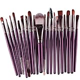 Staron 20 Pcs Makeup Brush Set Wood Handle Wool Premium Make Up Brushes Toiletry Kit Cosmetics Foundation Blending Blush Eyeliner Face Powder Brush Makeup Brush Set (Purple)