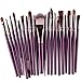 Staron 20 Pcs Makeup Brush Set Wood Handle Wool Premium Make Up Brushes Toiletry Kit Cosmetics Foundation Blending Blush Eyeliner Face Powder Brush Makeup Brush Set (Purple)