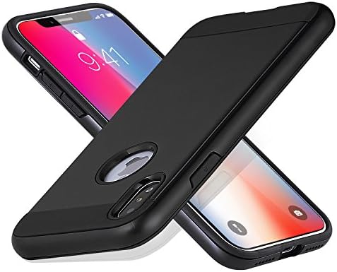 iPhone x Dual Layer Slim Case- Shockproof of Heavy Duty Full Protective Anti-Scratch Resistant Rugged Cover by OYESS (1PACK-Black)